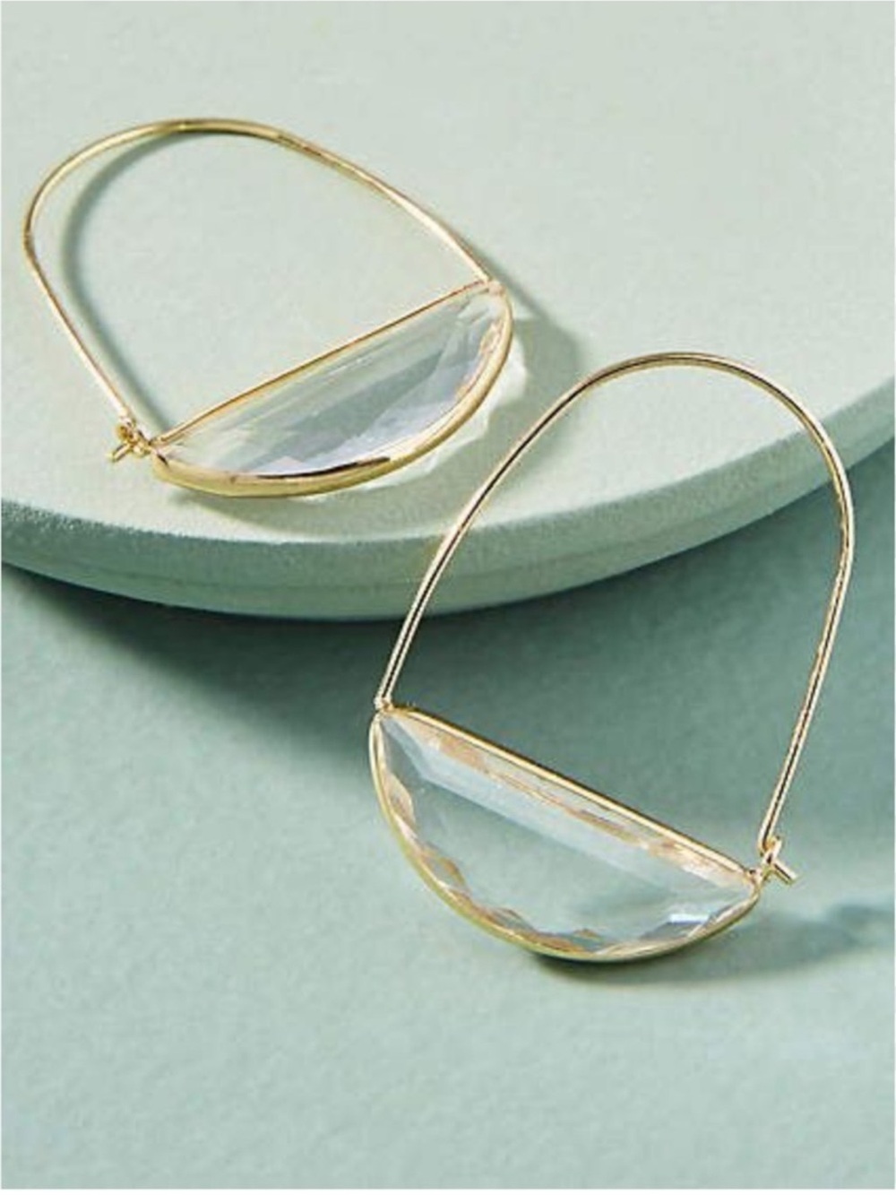 New! Mona Clear Crescent Earrings (1050) NWOT